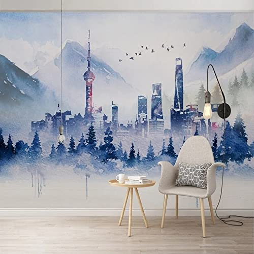 XAONUO China 3D Wandaufkleber Wandtattoos China Shanghai Gebäude Wandsticker Fototapeten 200X150Cm Selbstklebende Abnehmbar Vinyl Wandsticker/Wandgemälde Kunst Aufkleber Dekoration
