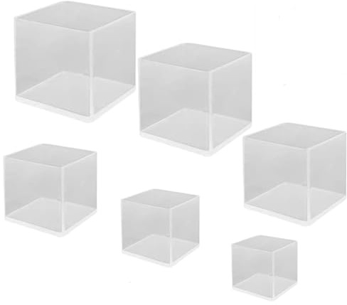 sweetfamily 6 PCS Square Resin Moulds Silione,Epoxy Resin Casting Molds DIY Box Resin Mold Silicone Resin Kit Mold for Cup Candle Soap (Cube)
