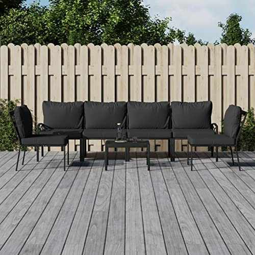 Yolola Lounge gartenmöbel Set 7-teilig Metall gartenmöbel Metall sitzecke Garten Balkon eckbank gartenlounge Outdoor sitzlounge Balkon terrassenmöbel wetterfest