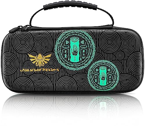 BRHE Case Tasche für Nintendo Switch OLED, Hülle Switch Schutzhüll Reise Tasche mit 10 Spielkartenschlitze, Kompatibel mit Switch Controller Konsolen und Zubehör (Zelda-Schwarz)
