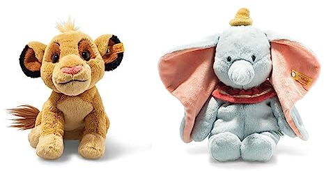 Steiff 24665 Soft Cuddly Friends Disney Originals Simba 26cm & Kuscheltier Dumbo aus Winnie Puh, Süßes Stofftier