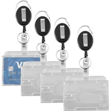 20x Premium Ausweishalter mit einziehbarer Ausweisjojo - ausziehbar Schlüsselanhänger - Ausweishülle - Kartenhalter/Zugangskarten mit Clip aus Hartplastik - Card Badge Holder