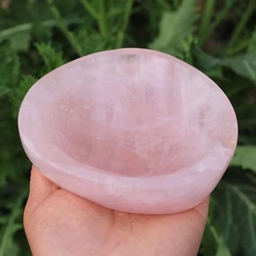Cenicero de piedra de cristal rosa Natural de 12CM-14CM, cuenco de cuarzo rosa tallado, 1 pieza - (Color: 1 pieza) Artículos del hogar