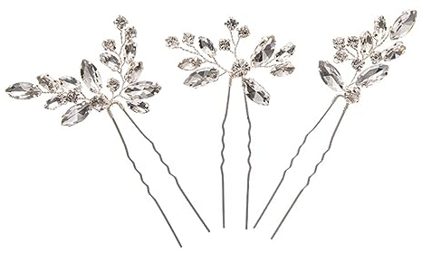 LJFEA 3 Stück Braut Hochzeit Blume Haarnadeln Perle Brautschmuck Hochzeit Haarschmuck Silber Haarspangen für Frauen und Mädchen（Silber）