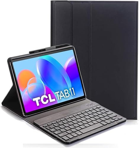 YHFZR Funda Teclado Español Ñ para TCL Tab 11 2023, Español Slim Teclado Keyboard Case con Magnético Desmontable Inalámbrico Bluetooth para TCL Tab 11 2023 11 Pulgada, Negro