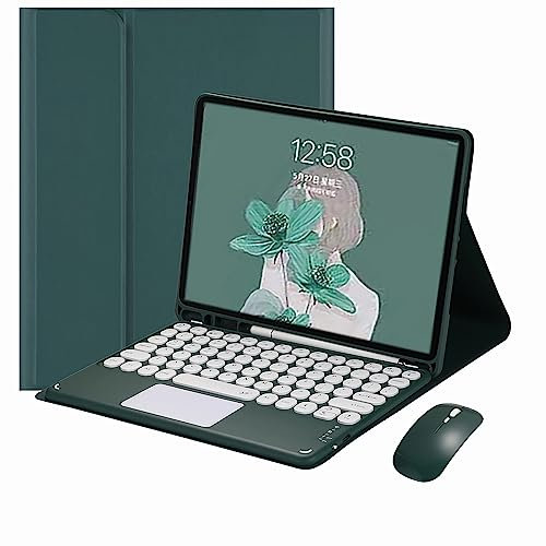 CLALOC Etui Clavier Pour Samsung Galaxy Tab A9+ 2023 11 Avec Souris, Smart Soft Case Avec Pavé Tactile Bluetooth, Étui Clavier Sans Fil Détachable Pour Tab A9 Plus Avec Support Pour Crayon,Dark green