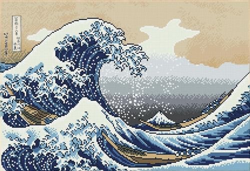 DIAMOND DOTZ 2592467 Original 5D Diamond Painting Squares Set, Welle vor Kanagawa, DIY Diamant-Malerei-Kit mit quadratischen Glitzersteinen für Erwachsene und Kinder ab 12 Jahren, Intermediate