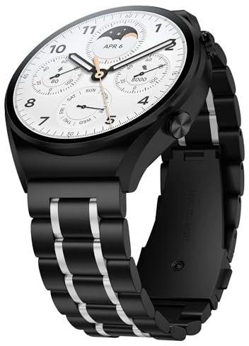 Suuira Armband Kompatibel mit Xiaomi Watch S2 / S1 / S1 Active / S1 Pro, Elegantes und Klassisches Metallarmband Kompatibel mit Xiaomi Mi Watch Color Sport (Schwarz/Silber)