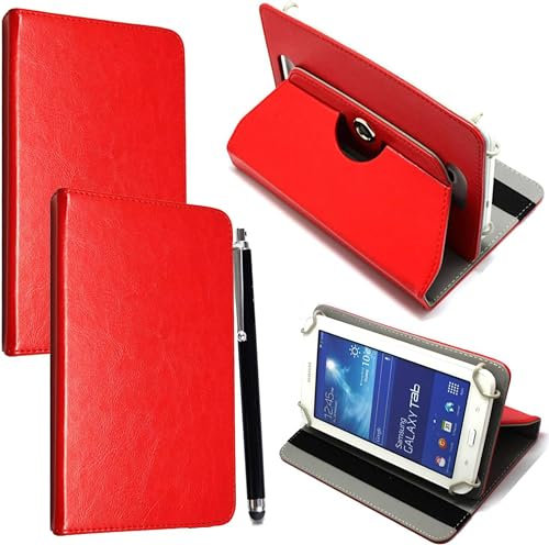 Custodia universale per tablet da 7, in pelle PU, con supporto per tutti i tablet da 6, 7, 7, adatta per Kindle eReader Fire Tablet, Kobo/Voyaga/Lenovo/Sony E-Book/iPad Mini 5 4 3 2 1 (rosso)