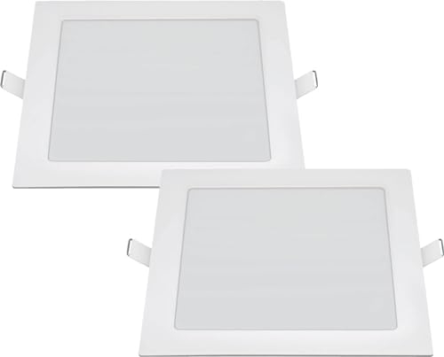 VZLED - Downlight LED 20W empotrar cuadrado, Plafón techo led cuadrado extraplano, Plafón cocina LED, Lámpara techo, Luz blanco frío 6500K (Pack 2)