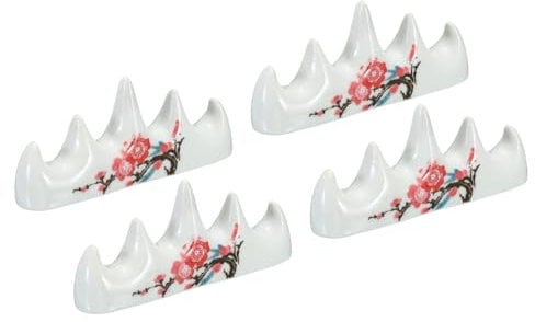 PATIKIL Calligraphy Writing Brush Rack, 4 Pack 4 Ports Ceramic Chinese Calligraphy Brush Pen Holder Stand Rest Tool for Writing Painting Brushes, White