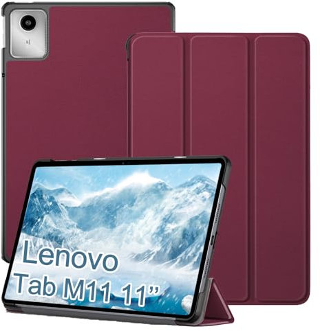 XLTTONG Per Custodia Lenovo Tab M11 11 pollici 2024 TB-330FU, Custodia protettiva Smart Cover con guscio posteriore rigido e sottile per versione Lenovo M11 11 2024 (Vino Rosso)