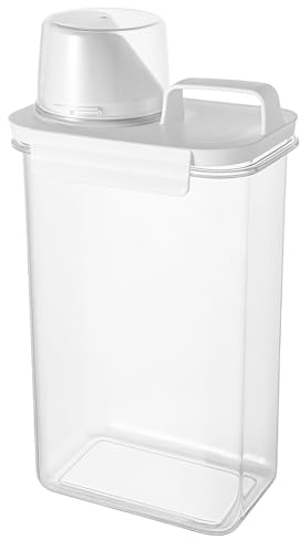HENGBIRD Distributeur de lessive hermétique de 2300 ml avec verre doseur, distributeur de poudre à laver, boîte de rangement, boîte à lessive