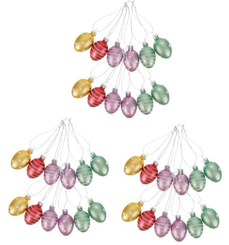 Cabilock 36 STK Glas-Ei-anhänger Einrichtung Im Festivalstil Ostern Hängende Dekore Osterdekoration Osterszene Zum Aufhängen Ostereierdekoration Zum Aufhängen Einzigartig Geschenk