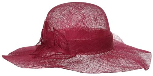 Seeberger Sinamay Wavy Brim Strohhut Sommerhut Sonnenhut Damenhut Anlasshut Damen - mit Ripsband Frühling-Sommer Sommer - One Size rot