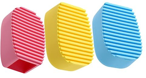 FRCOLOR 3pezzi Spazzola Lavaggio Silicone Mini Washboard Morbida Mano Per Bucato Pulizia Di Capi e Tessuti Multifunzione Per Collo e Polsini Colorata Azzurro Giallo