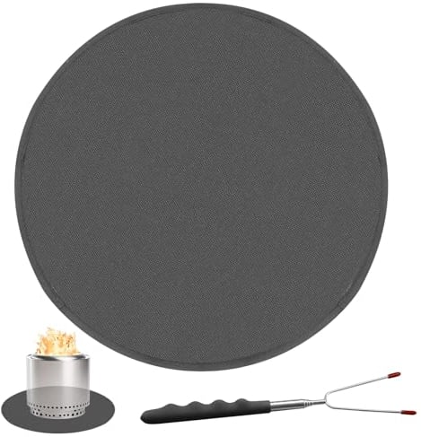 Fire Pit Mat with Retractable Barbecue Fork, Fireproof Tabletop Fire Pit Mat for Solo Stove Mesa, 5-layer Heat Resistant Mat Heat Deflector Fire Pit Mats for Under Fire Pit, BBQ Mat Under Grill Mats