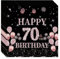 Yiran Servietten Happy 70th Birthday, Schwarz, Roségold, 20 Stück Party-Servietten, 70. Geburtstag, Papiertücher für Frauen, 70. Geburtstag, Partyzubehör, Tischdekoration