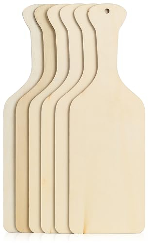 6 Stk Holzplatten zum Basteln, Unvollendete Holzscheiben, Unbearbeiteter Holz Platten zum Bemalen, Rechteck Holz Schneidebrett mit Griff, Holzschilder Blanko zum Aufhängen für Brandmalerei Deko