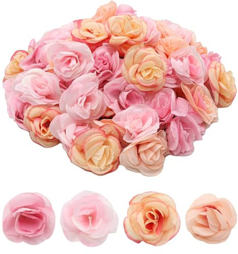 VEGCOO 80 Pcs Têtes de Roses Fausses Fleurs Artificielles, Fleurs Artificielles Deco, Rose Artificielle Decoration pour DIY Guirlande de Mariage Bouquet fête décor de la Maison