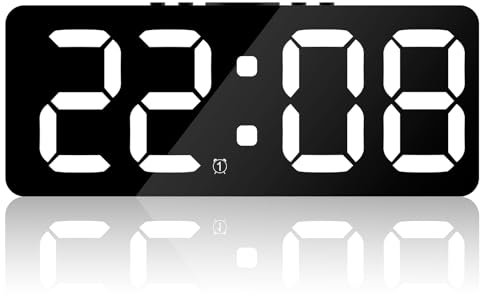 Mamamax Reloj Despertador Digital - Reloj Mesa LED, Alarma de Brillo 5 Niveles, Despertador Digital USB/Batería con Hora Fecha Día Semana 12/24H y Modos de Horario de Verano