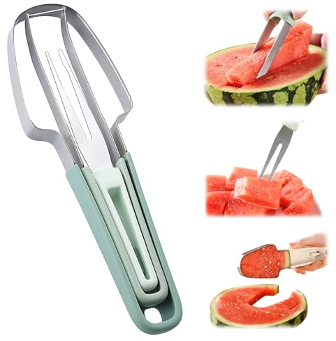 2024 Wassermelonenschneider, 3-in-1 Wassermelonen-Gabelschneider, Edelstahl, Wassermelonen-Windmühlenschneider, Obstschneider, Hobel, Werkzeug, Gabel, Küchenhelfer, Hobel, Gadget-Hobel, Gabeln,