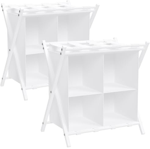 aboxoo 2er-Pack Gepäckträger mit Stauraum, zusammenklappbar, hält bis zu 54,4 kg, weiß, Stahl, Nylon