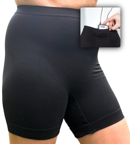 URSA Shorties: Form-fitting shapewear for women with 3 microphone transmitter pouches. Comfortable, low profile & used under tight outfits for live performance, TV & Feature Films (Black, X-Large)