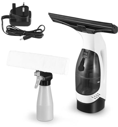 20W Cordless Window Vac GlassVAC, 2200mAh Electric Window Cleaner, LED Digital Display, 2 Adjustable Suction Nozzle, 28cm Scraping Width, Portable Glass Cleaner with Spray Bottle Windshield Wiper