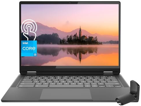 Lenovo IdeaPad Flex 5i Chromebook Plus 2-in-1 Laptop, 14 WUXGA Touchscreen, Intel 6-Core i3-1315U, 8GB RAM, 128GB eMMC + 256GB SD Card, Wi-Fi 6, tastiera retroilluminata, Chrome OS, con supporto per