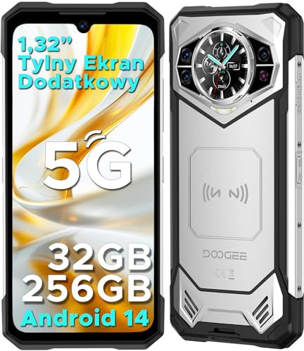 DOOGEE S200 5G Rugged Smartphone 32 GB+256 GB,10100 mAh,1.32 Rear Display, Dimensity 7050 Octa Core,100 MP+20 MP+2 MP,6.72”FHD 120 Hz, Android 14,Fingerprint ID/Face Unlock/NFC/WiFi6/GPS Argento