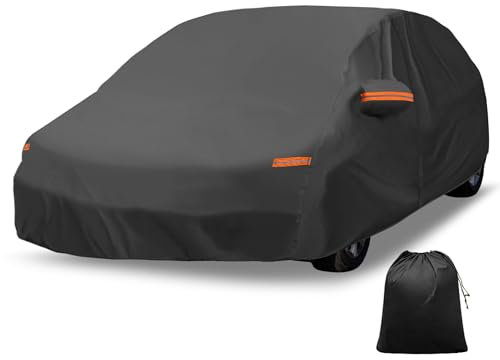X AUTOHAUX Car Cover Outdoor Waterproof Sun Rain Snow Hail Protection with Left Side Zipper Aluminum Film for Mazda3 Hatchback