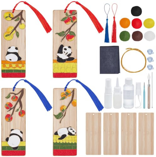 WEBEEDY Ensemble de Marque-pages Cloisonné, Kit Artisanal Thème Panda, Fournitures Bureau