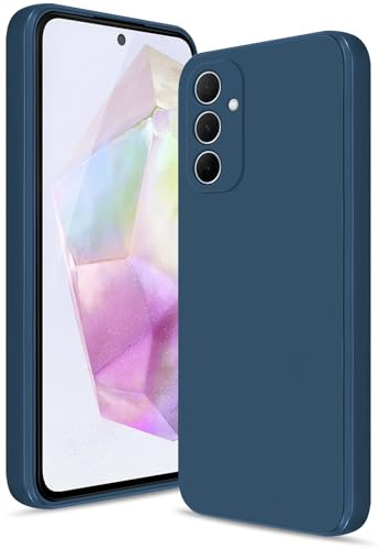 Btstring Coque pour Samsung Galaxy A35, Silicone, Bleu | Protection de Caméra, Mince Antichoc, Microfibre Douce Anti-Rayures