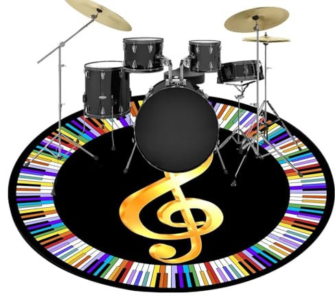 Drum Floor Matt, Basstrommel, rund, bedruckt, Drum Zubehör, Schallabsorber Rug für Drum Set, Jazz Drums Floor Matt, Pianos Sound Absorbing Matt, elektronische Keyboards Drum Matt, 140 cm Sound Absorb