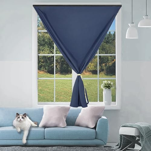 Verdunkelungsrollo Ohne Bohren 95 x 100 cm, Beschichtung Sonnen, Einfache Installation, Maßgeschneiderte Größe Sonnenschutz Rollo Sichtschutz, mit Klettband für Fenster Türen, Blau A