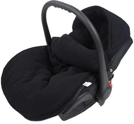 BabyLux Fußsack 90cm für Babyschale, Kinderwagen & Buggy, Minky, ideal für Frühling, Sommer Herbst &, warm & weich Kinderfußsack (Musselin - Schwarz)
