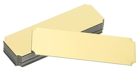 sourcing map 12 Pcs Blank Name Plates, 3.1 x 1 Engraved Metal Name Plate Laser Strong Adhesive Nameplate Anodized Aluminium Custom Blank Plates for Signs DIY Crafts, Gold Notched Corner