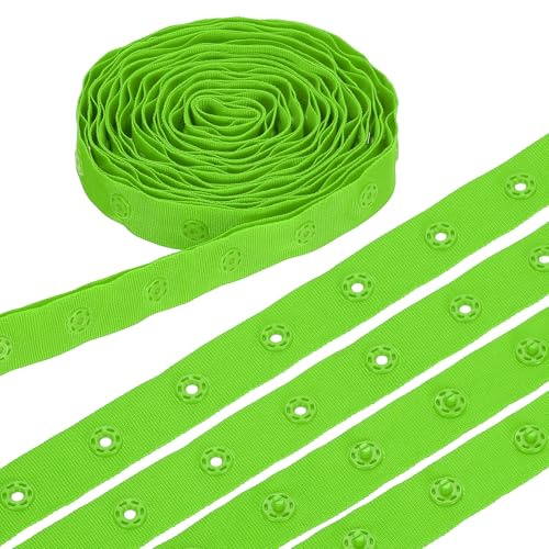 sourcing map 3 Yard Snap Button Tape, Polyester Plastic Snap Button Trim, Sewing Press Stud Ribbon Replacement for DIY Craft Clothes Fabric Sewing, Green
