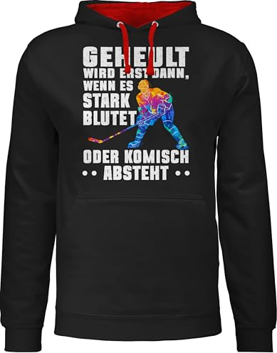Shirtracer - Pullover Herren Frauen Hoodie Kontrast zweifarbig - - Damen - Geheult Wird erst wenn es stark blutet Eishockey Geschenk für Eishockey Fans Geschenkideen Ice Hockey I