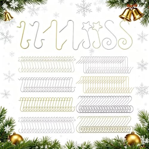 SHUOHONG 160 Stück Christbaumschmuck Haken Weihnachtsdeko Baumhaken Weihnachtskugeln Weihnachtsbaum Herbst Deko Christmas Decorations Christbaumkugeln Fensterdeko Hängend Weihnachtsbaumschmuck