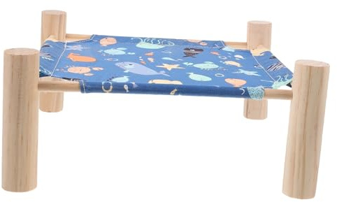 SHINEOFI Atmungsaktives Hamster Hängemattenbett mit Holzgestell Abnehmbar Waschbar Robustes Feldbett für Hamster Igel Meerschweinchen und Kleine Haustiere Komfortables Schlafhaus