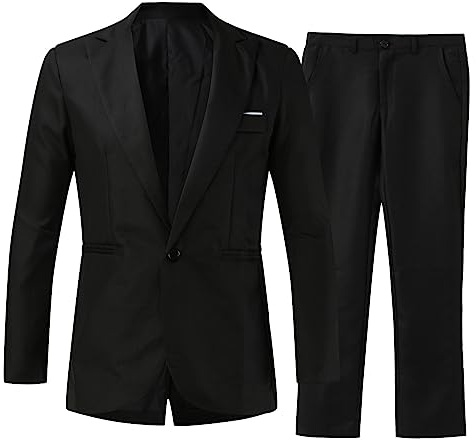 Costume 3 pièces pour homme - Coupe ajustée - Pour mariage, dîner - Élégant smoking - Veste unie décontractée - Blazer - Gilet - Pantalon pour fête d'affaires