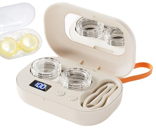 Qiwieod Máquina de limpieza de lentes de contacto,Limpiador Ultrasónico Portátil Para El Hogar | Organizador Diario De Lentes De Contacto, Para Gimnasio, Oficina, Al Aire Libre, Hotel Deporte, Correr