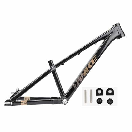 BSFHQS Mountainbikes Hardtail Rahmen 26er 12.4 Zoll XC Dirt Jump Fahrradrahmen Aluminium Scheibenbremsrahmen BSA BB68mm, 10 * 135mm Angeschraubte Achse, Single-Speed-Ausfallende(Black)