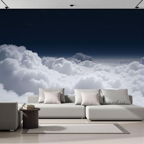 ZISTRCBAO Papier Peint Soie Motif Nuages Noirs Et Blancs Ciel, Papier Peint Panoramique Noir, Décoration Murale Style Naturel Minimaliste Pour Salon Chambre Appartement 200x140cm