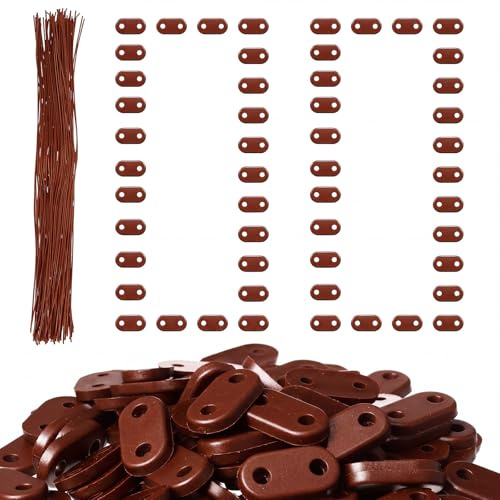 Photect Kit di Supporto per Fascette Stringicavo 100 Clip di Montaggio Fissaggio Resistenti 100 Fascette Plastica per Cablaggio Accessori per Esterno Prato Giardino Muro(Marrone)