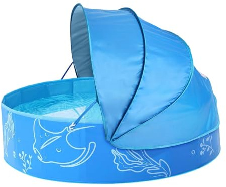 Generisch Kinderplanschbecken mit Sonnendach,Faltbarer Sommer Wasserspaß Liegeplatz,Planschbecken mit Sonnenschutz - für Draußen, Park, Mädchen, Garten, Schwimmen,