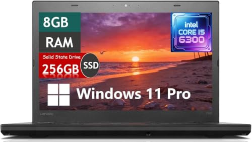 Lenovo ThinkPad T460 Business Laptop 14 HD, Intel Core i5-6300U, 8GB RAM, 256GB SSD, US QWERTY Tastiera, Windows 11 Pro (Ricondizionato)