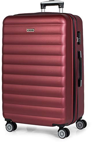 ITACA Valigia Grande Rigida Viaggio Rigide, Trolley Grande con 4 RuoteDoppie Girevoli, Materiale ABS Valigia Rigida Grande Resistente e Leggero Simoa, Granata, 75 cm